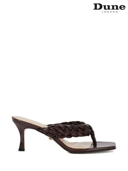 Dune London Brown More Weave Kitten Heeled Sandals (W40841) | €152