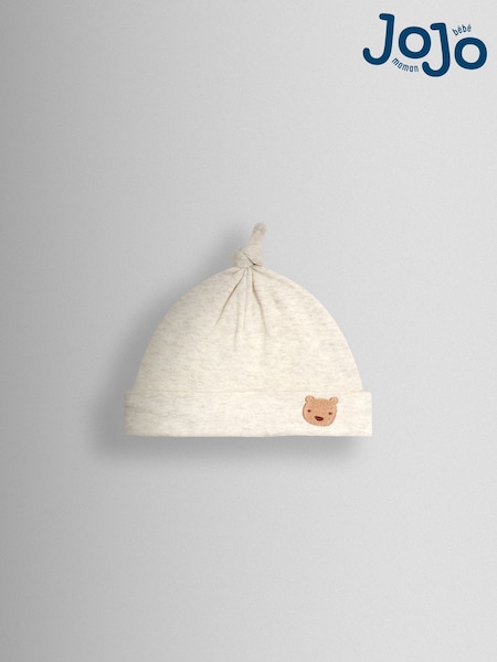 JoJo Maman Bébé Natural Bear Embroidered Baby Hat (W40893) | AED35