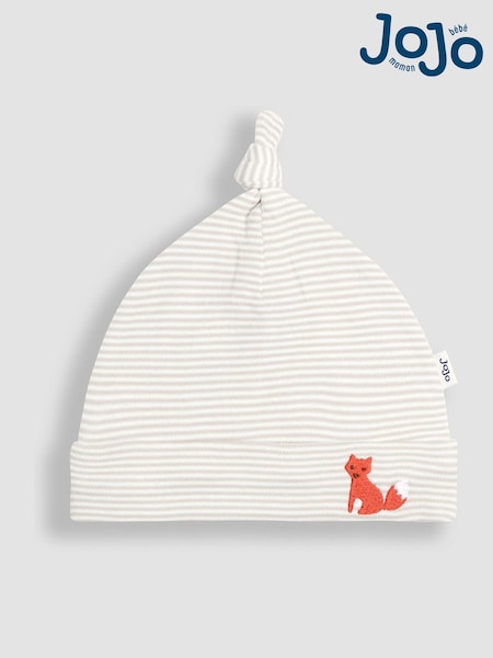 JoJo Maman Bébé Ecru Fox Stripe Baby Hat (W40901) | AED35