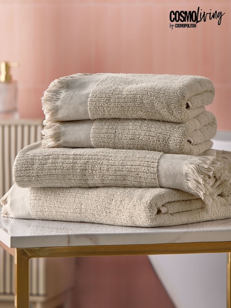 Cosmo Living 4 Pack Natural Textured Cotton Towel Bale (W40924) | €40