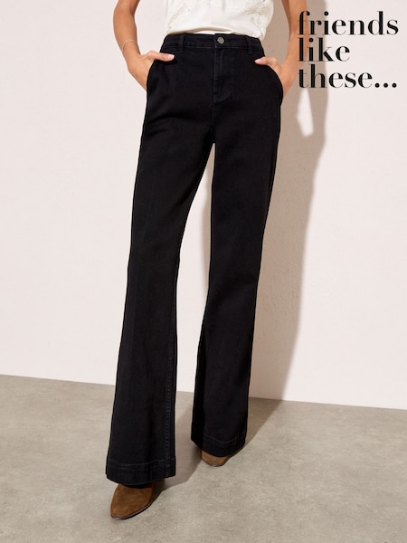 Friends Like These Washed Black Pocket Tailored Wide Leg Jeans (W40951) | €51