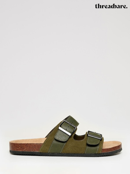 Verde - Threadbare Slip-On Two Buckle Strap Sandals (W40990) | 179 LEI