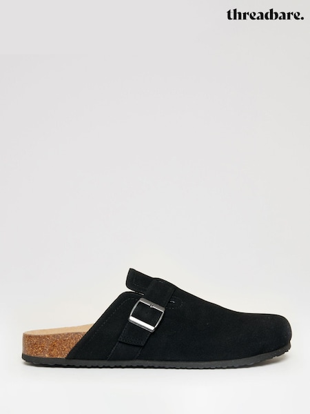 Negru - Sandale mule Threadbare din imitație piele întoarsă (W41000) | 268 LEI