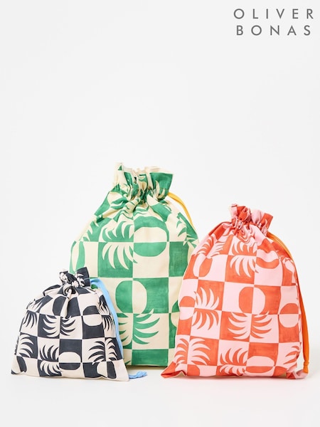 Oliver Bonas Set of 3 Multi Pineapple Print Laundry Bags (W41054) | €40