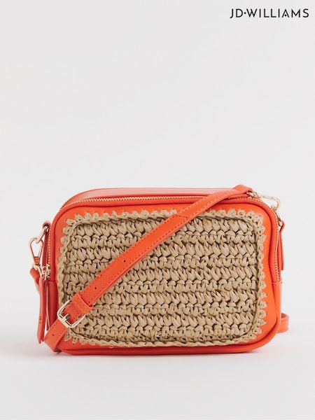 JD Williams Natural Raffia Contrast Camera Bag (W41151) | €44