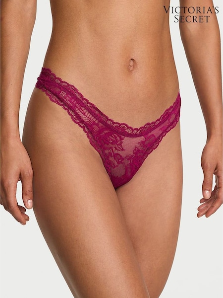 Victoria's Secret Fresh Jam Purple Thong Rose Lace Knickers (W41170) | €18.50