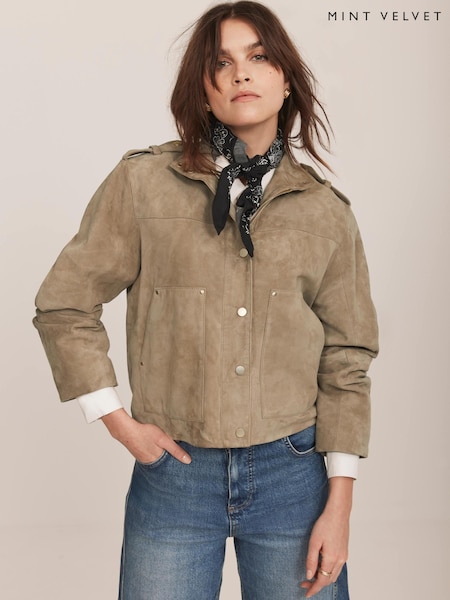 Mint Velvet Suede Funnel Neck Jacket (W41381) | ‏1,433‏₪