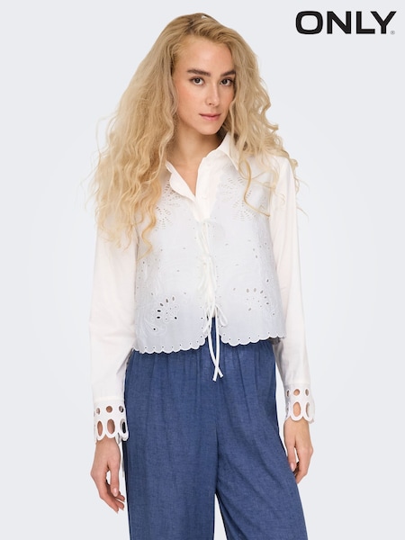 ONLY White Tie Front Broiderie Waistcoat (W41447) | €50