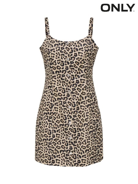 ONLY Animal Leopard Print Button Through Strap Dress (W41504) | €48