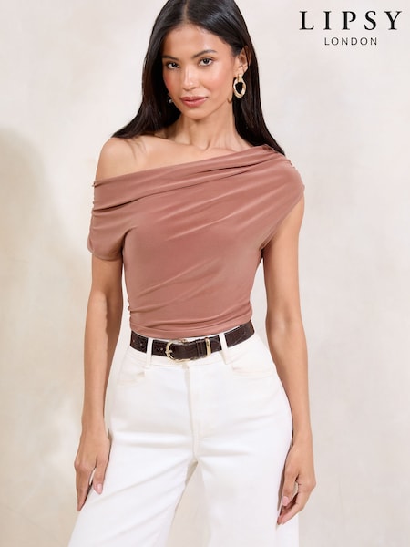 Lipsy Pink Slinky Ruched Draped Top (W41635) | €34.50