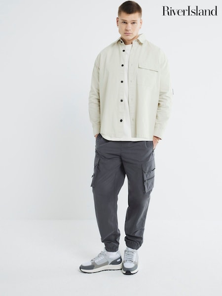 River Island Green Regular Fit 100% Cotton Ripstop Shirt (W41658) | €60