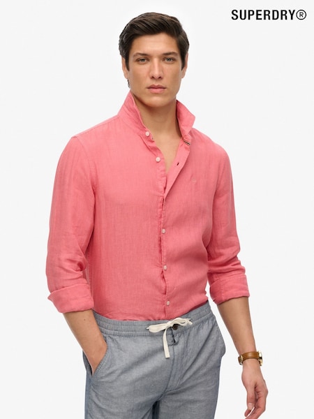 Superdry Pink Embroidered Vacation 100% Linen Shirt (W42736) | €83