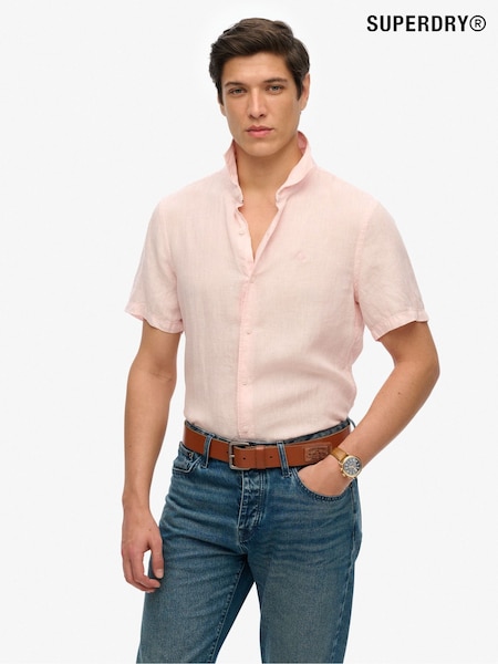 Superdry Pink Embroidered Vacation 100% Linen Shirt (W42757) | €76