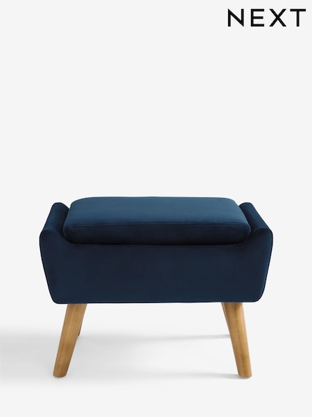 Soft Velvet Navy Blue Wilson Storage Footstool (W42852) | €175