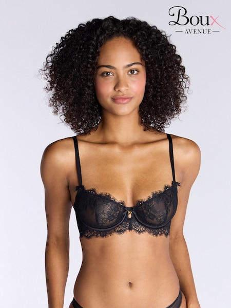 Boux Avenue Naomi Lace Unpadded Balconette Black Bra (W42963) | €50