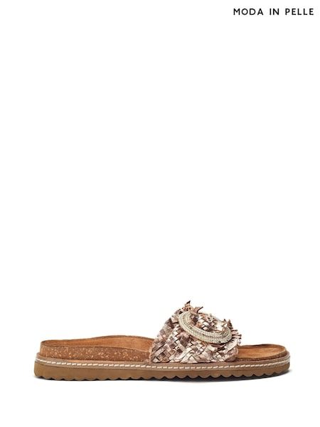 Moda in Pelle Jarilla Single Band Woven Leather Footbed Sandals (W43253) | R$ 880
