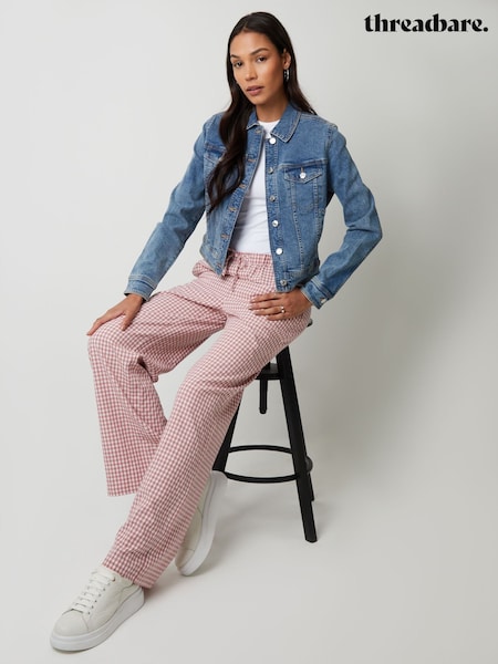 Threadbare Pink Wide Leg Gingham Trousers (W43522) | ₪244