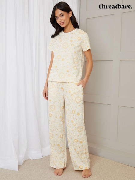 Threadbare Cream 100% Cotton Printed Short Sleeve Pyjamas (W43561) | ₪159