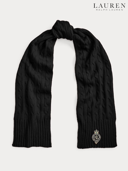 Lauren Ralph Lauren Black Patch Knitted Scarf (W43623) | €113