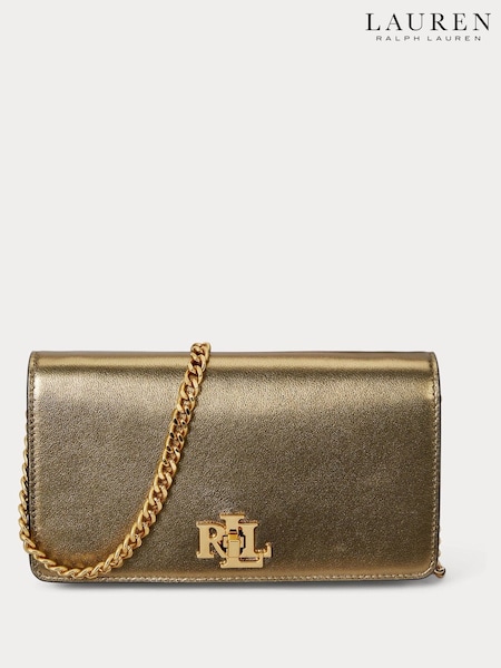 Lauren Ralph Lauren Gold Turn Lock Chain Cross-Body Clutch Bag (W43646) | € 288