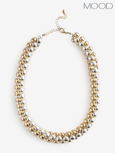 Mood Metallic Chunky 2 Tone Short Necklace (W43694) | € 34
