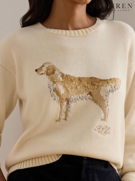 Lauren Ralph Lauren Cream Riednee Icon Dog Graphic Print Knit Jumper (W43741) | R$ 2.260