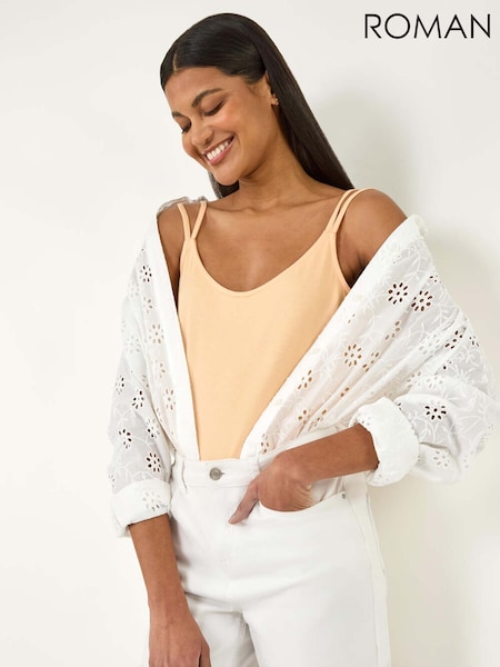 Roman Orange Plain Double Strap Stretch Vest Top (W43752) | €40