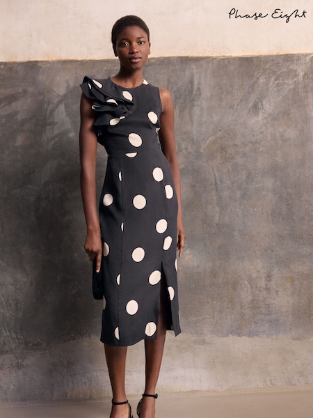 Phase Eight Black Joslyne Spot Dress (W43907) | €244