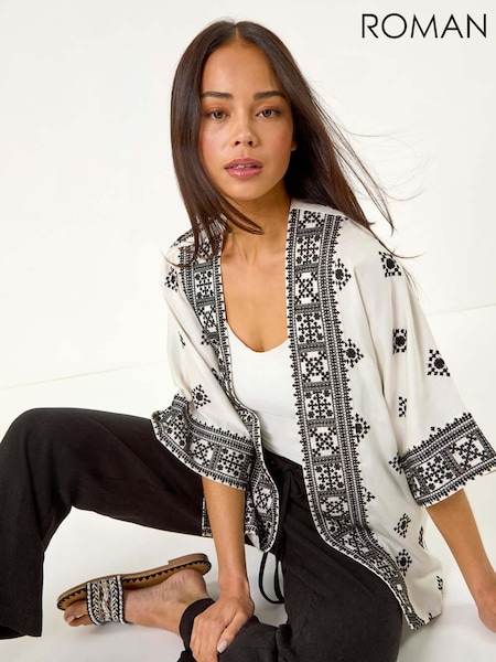 Roman White Petite Abstract Embroidered Coverups (W43947) | €58