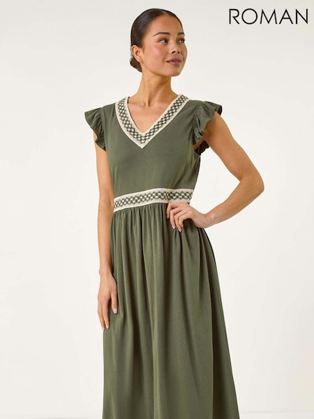 Roman Petite Crochet Trim Midi Dress (W43961) | 372 LEI