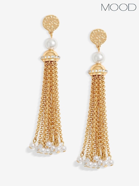 Mood Pearl Chain Tassel Drop Earrings (W43990) | 26 €