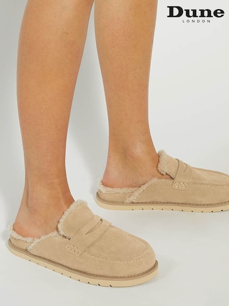 Dune London Goldy Shearling Lined Backless Loafers (W44052) | € 130