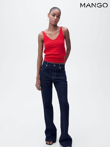Mango Red Openwork Cami Knit Vest Top (W44225) | €29