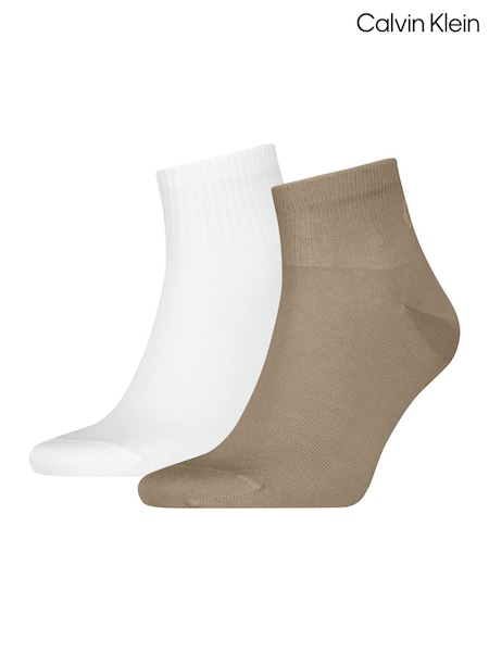 Calvin Klein Brown Mens Jeans Quarter Socks 2 Pack Reinforced Heel and Toe (W44351) | €16.50