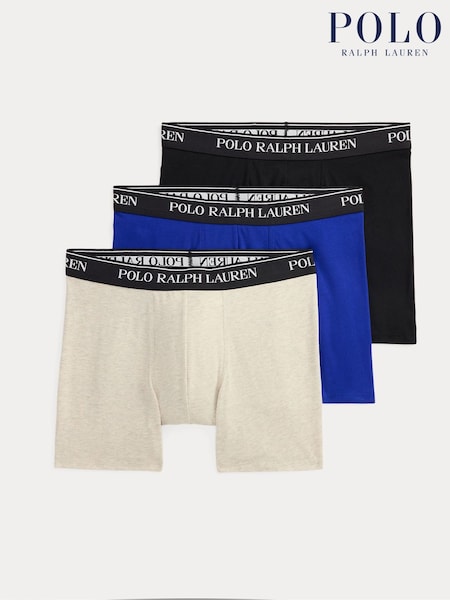 Grau - Polo Ralph Lauren Long Cotton Stretch Contrast Waistband Boxers 3 Pack (W44480) | 70 €