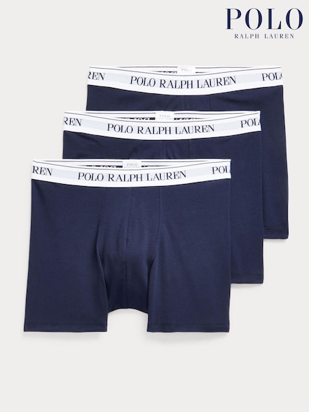 Polo Ralph Lauren Blue Long Cotton Stretch Contrast Waistband Boxers 3 Pack (W44481) | €64