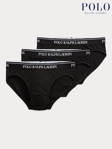 Polo Ralph Lauren Black Low Rise Cotton Stretch Hipster Briefs 3 Pack (W44505) | AZN 113