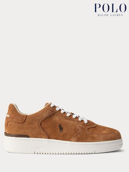 Polo Ralph Lauren Brown Masters Court Leather Trainers (W44507) | €179