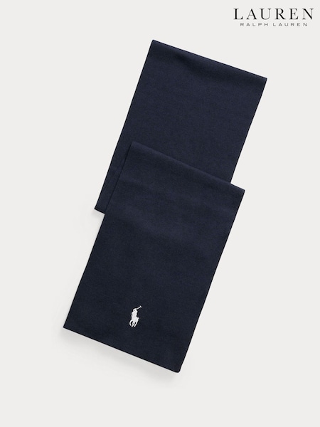 Polo Ralph Lauren Blue Knit Logo Scarf (W44511) | €114