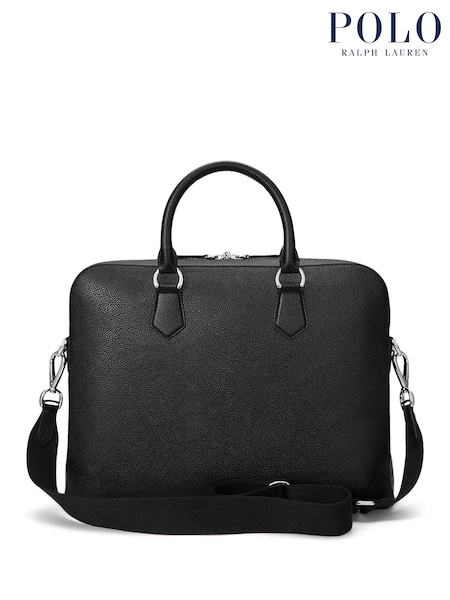 Polo Ralph Lauren Black Pebbled Leather Messenger Bag (W44513) | €523