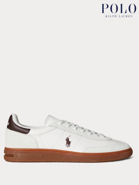 Polo Ralph Lauren Brown Bedford PP Leather and Suede Mix Low Top Trainers (W44525) | €170