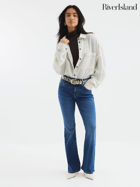 River Island Blue Denim Mid Rise Bootcut Jeans (W44615) | €64