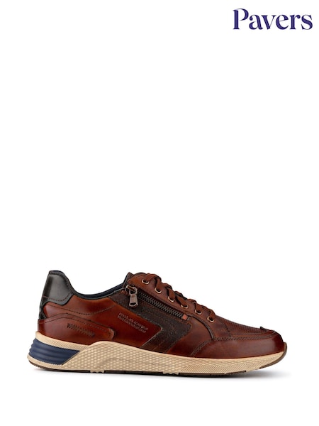 Pavers Wide Fit Leather Lace-Up Trainers (W44739) | € 79
