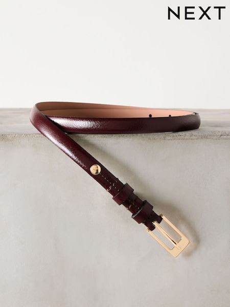 Berry Red Skinny Premium Made In Italy Leather Belt (W45309) | 99 QAR