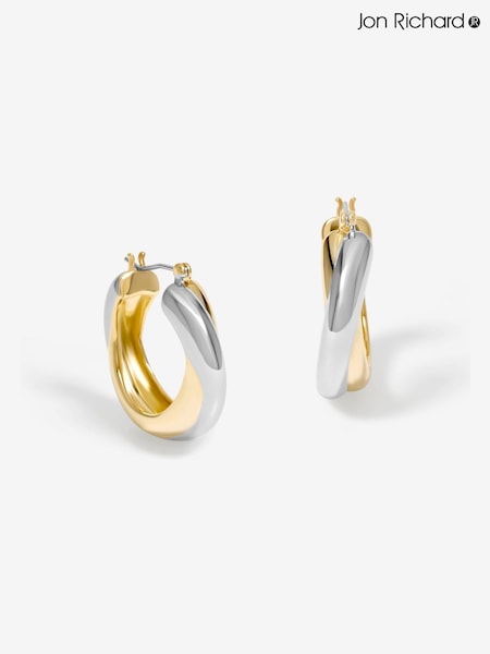 Jon Richard Silver Tone Two Tone Hoop Earrings (W45340) | €25