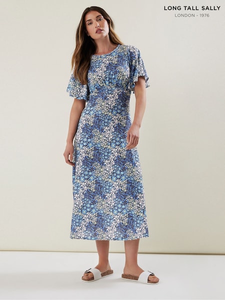 Long Tall Sally Blue Angel Sleeve Tea Midi Dress (W45353) | €44