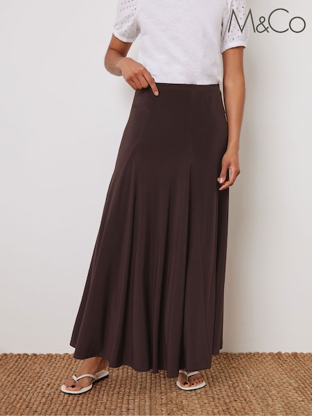 M&Co Brown Plain Godet Maxi Skirt (W45361) | €51