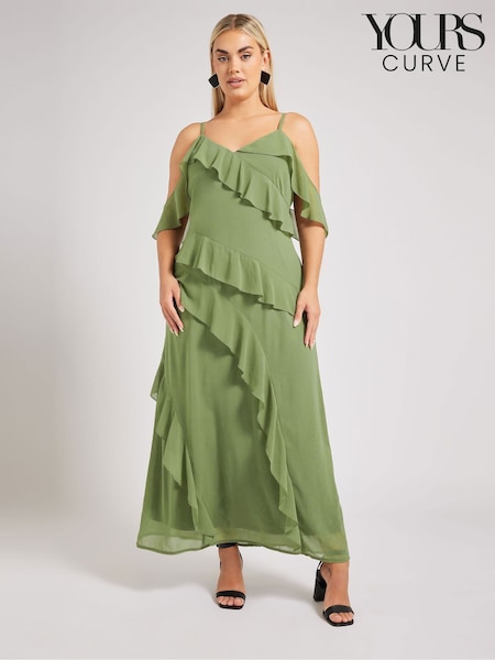 Yours Curve London Ruffle Cold Shoulder Dress (W45362) | 425 LEI