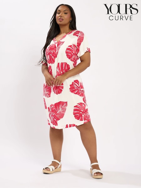 Yours Curve Red Notch Neck Tunic Dress (W45363) | R$ 265