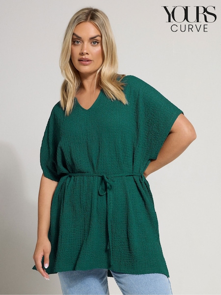 ירוק - Yours Curve Co-Ord Grown on Belted Tunic (W45372) | ‏136‏₪
